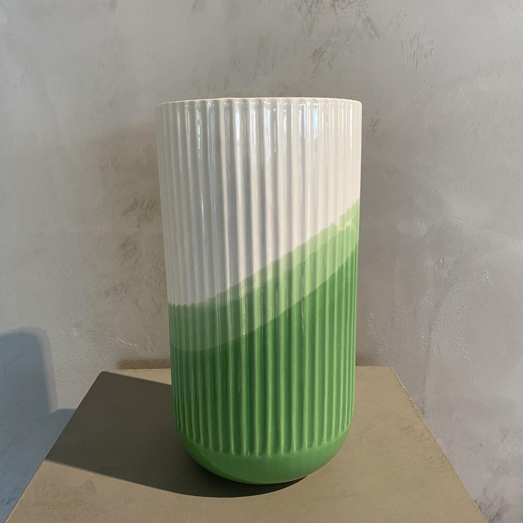 Herringbone Vase Geribbeld Groen